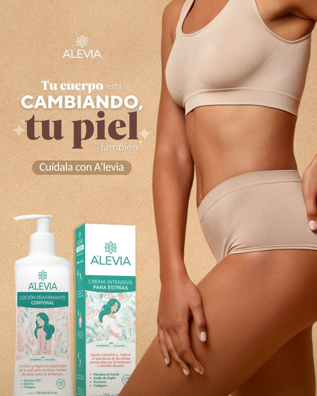 PAGUE 2 PRODUCTOS LLEVE 3 / Kit Básico Anti estrías Embarazo A’levia